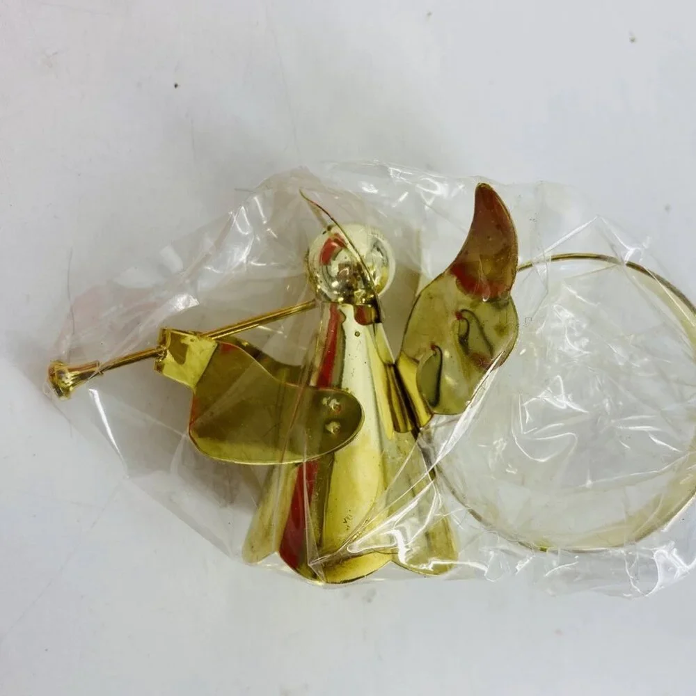 NOS Vintage 80's Set Of 4 Brass Plated Angel Napkin Rings Christmas Decor